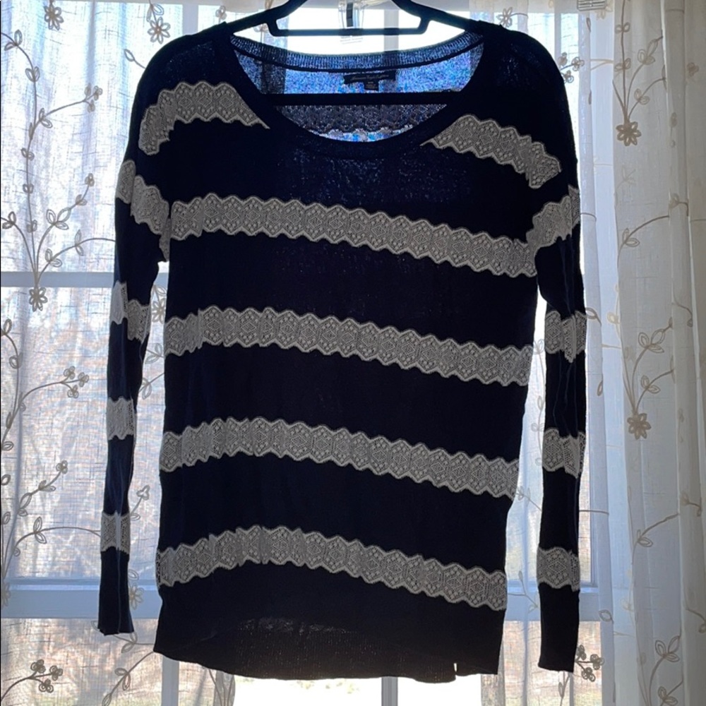 AE Blue and White Lace Sweater
